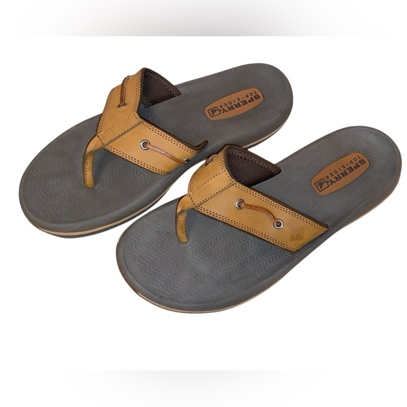 Sperry “Santa Cruz” Topsider Thong Flip Flops All Terrain Shoes GRY/TAN SZ 12M - Picture 1 of 7